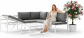 Hochwertige Mucola Gartenmoebel Set Ecklounge Rueckenlehne verstellbar Aluminium Weiss Variante 511
