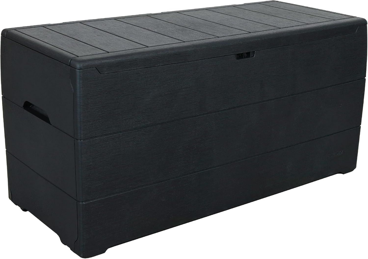 Hochwertige Cedargrain Durabox 270 Liter 71 Gallonen Kissenbox aus Kunststoff Auflagenboxen aus Kunststoff ausgestattet mit Griffen Organizer geeignet fuer Gartenmoebel abschliessbarer Deckel Box dunkelgrau Variante 498