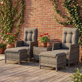 Hochwertige UDPATIO Gartenmoebel Set 5 teilig ausgestattet mit Verstellbaren Sessel Fusshocker und Couchtisch Variante 425