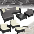 Hochwertige tectake Gartenmoebel Set Lounge aus und Aluminium Balkon Moebel Set ausgestattet mit 10 cm Polsterung und Kissen ideal geeignet fuer und Balkon inkl 2 Sitzgelegenheiten 2 Ecksitzgelegenheiten 1 1 Sitzsitzhocker schwarz Variante 427