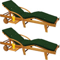 Hochwertige Sonnenliege 2er Set Holz inkl Auflage Gruen 320kg Belastbar 2 Personen einfach zu verstauen Raeder 195x55cm Verstellbar Ablage Akazie Liege Terrasse witterungsbestaendig Variante 475